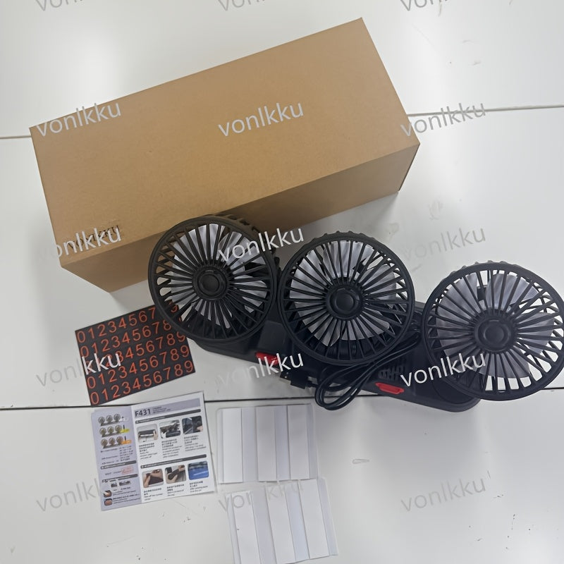 USB 3-Head Desk Fan Quiet Operation Adjustable Speed Powerful Efficient Cooling for Home Office Bedroom Computer Power Bank Compatible Black