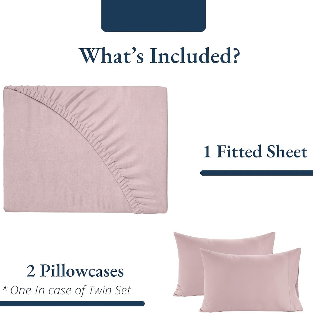 Bamboo Fitted Sheet Set 3-Piece ¨C Cooling Breathable Soft Deep Pocket Bed Sheets, Twin Full Queen King, 12 Colors ¨C Fits Mattress Up to 15¡±