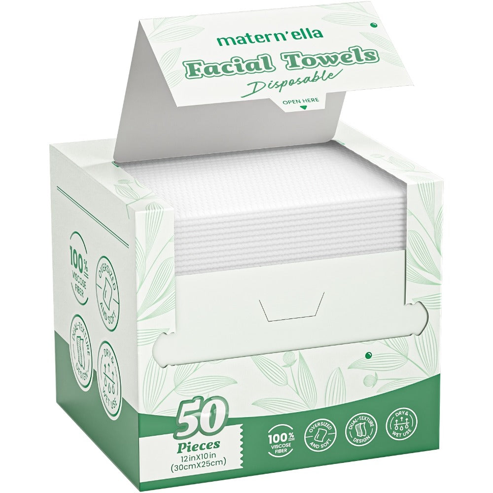 Disposable Face Towels Jumbo Ultra-Soft Extra Thick ¨C Highly Absorbent Dry Wet Dual-Use Facial Wipes for Makeup Removal, Facial Cleansing, Spa & Travel, All Skin Types, 50 / 100 / 150 Sheets per Pack