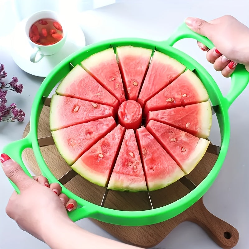 Stainless Steel Watermelon Cutter Slicer - One-Motion Core & Slice Tool, Reusable Fruit Separator for Kitchen
