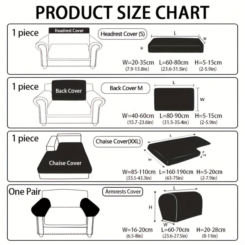 Sofa Cover Stretch Slipcover Universal Fit - Elastic Non-Slip Couch Cover Pet Friendly Machine Washable | Sofa Seat Cover Armrest Back Chaise Protector for Living Room Deep Gray Home Decor Furniture Cover