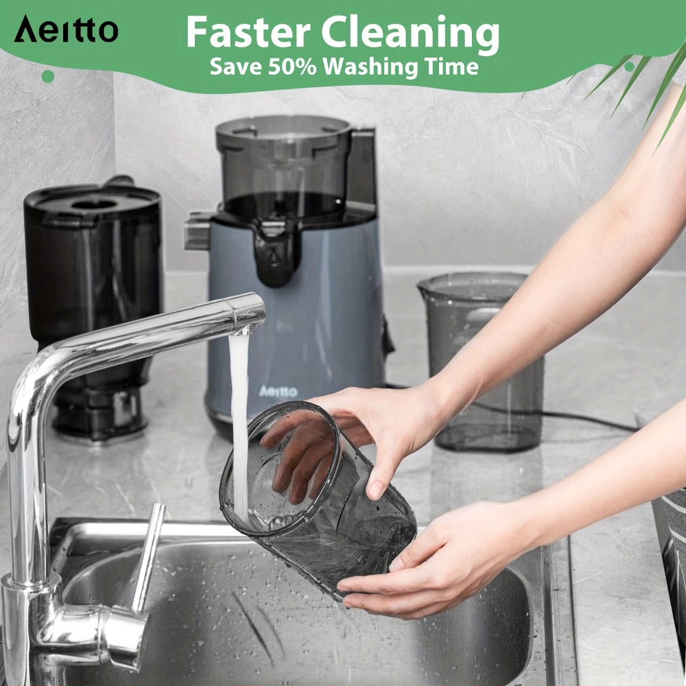 Cold Press Slow Juicer Machine with 5.3-Inch Large Feed Chute - High Juice Yield, Safety Lock, One-Click Cleaning, Masticating Juicer for Whole Fruits & Vegetables, Family Healthy Lifestyle, Black