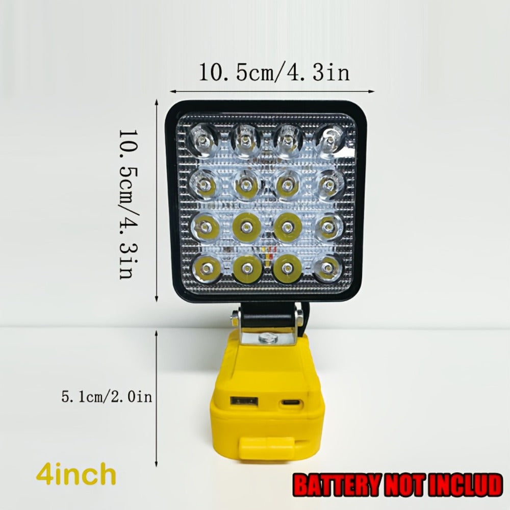 LED Work Light Compatible with DeWalt 20V Battery - 18W/84W Adjustable Floodlight, 4/8 Inch Portable Jobsite Light with USB & Type-C Ports, Angle Adjustable for Camping Automotive Repair Worksite