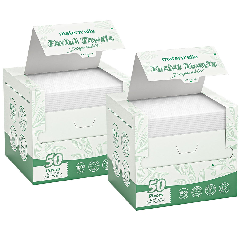 Disposable Face Towels Jumbo Ultra-Soft Extra Thick ¨C Highly Absorbent Dry Wet Dual-Use Facial Wipes for Makeup Removal, Facial Cleansing, Spa & Travel, All Skin Types, 50 / 100 / 150 Sheets per Pack