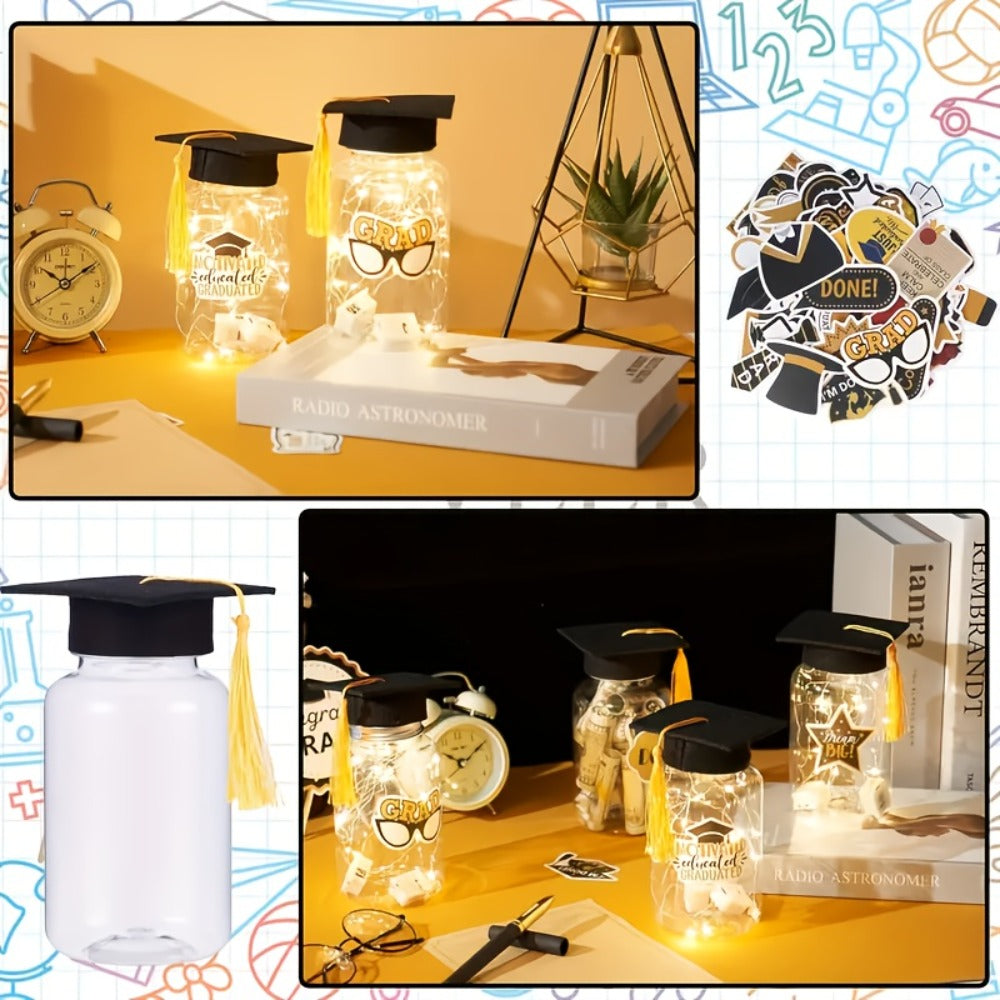Graduation Gifts Lighted Jars 2026 Set of 8 with Graduation Stickers Party Decorations Mason Jar Lights Keepsake Gift for Her Him High School College Grad