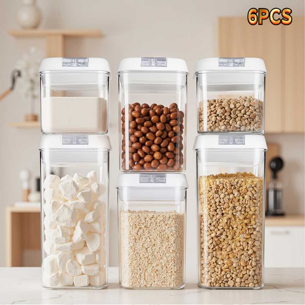 Plastic Food Storage Containers with Lids BPA Free - Leak Proof Airtight Kitchen Organizer Set for Cereal Grain Nuts Snacks Cookies Fruit Sugar - 3, 4, 6 & 7 Piece Sets