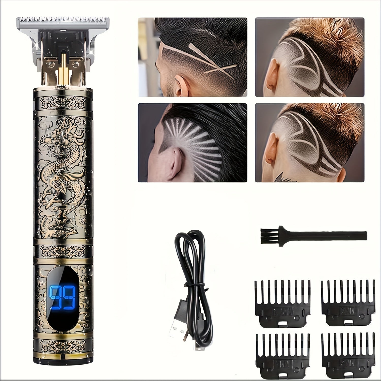 Vintage Bronze LCD Lighter - Novelty Antique Style Windproof Lighter with Dragon Skull Buddha Mustache Design - Unique Collectible Gift Lighter for Men, Cool Gadget Lighter for Smokers