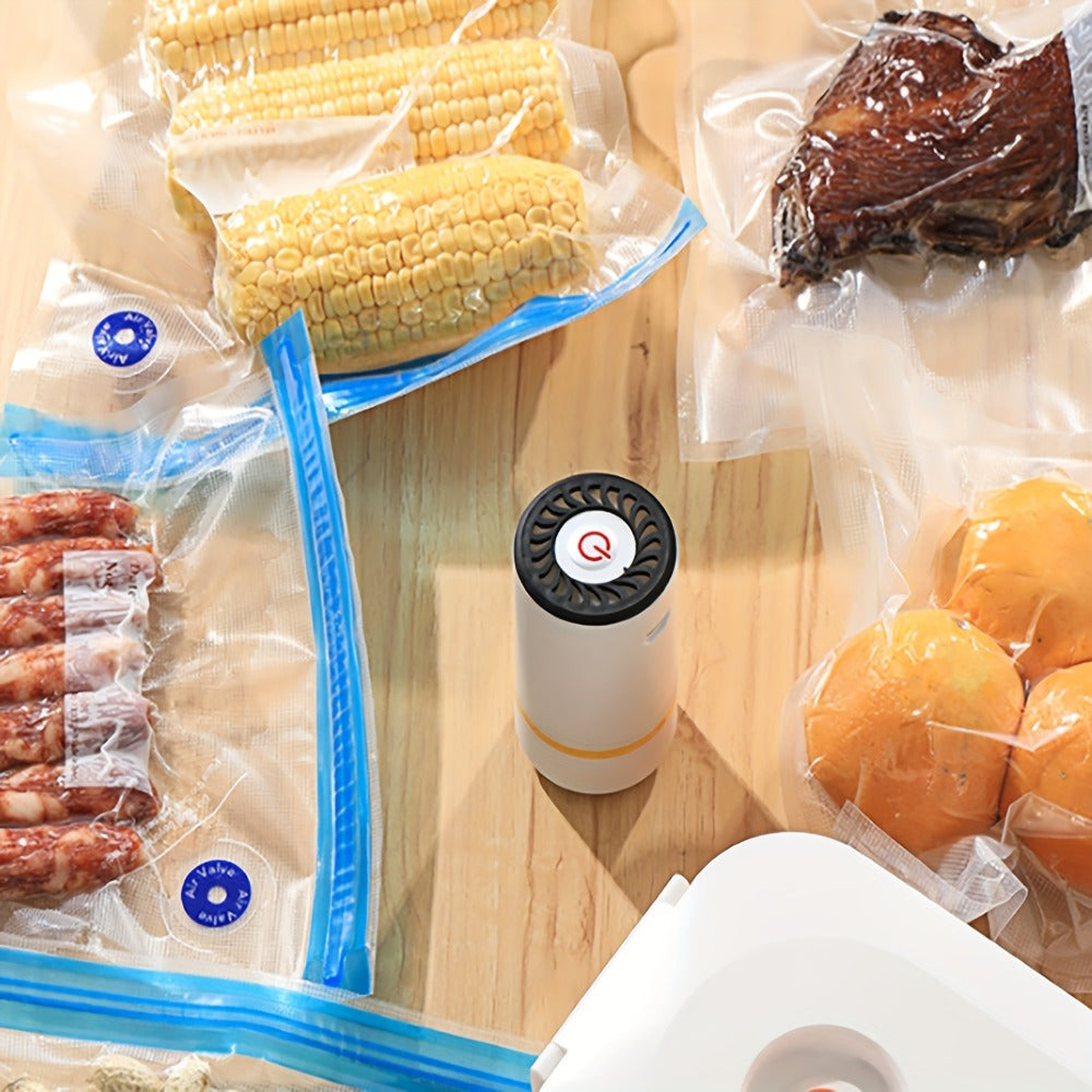 Vacuum Sealer Kit with USB Rechargeable Pump & 9 Reusable Vacuum Seal Bags (3 Sizes) ¡ª Portable Mini Electric Food Sealer for Sous Vide, Meal Prep & Food Storage