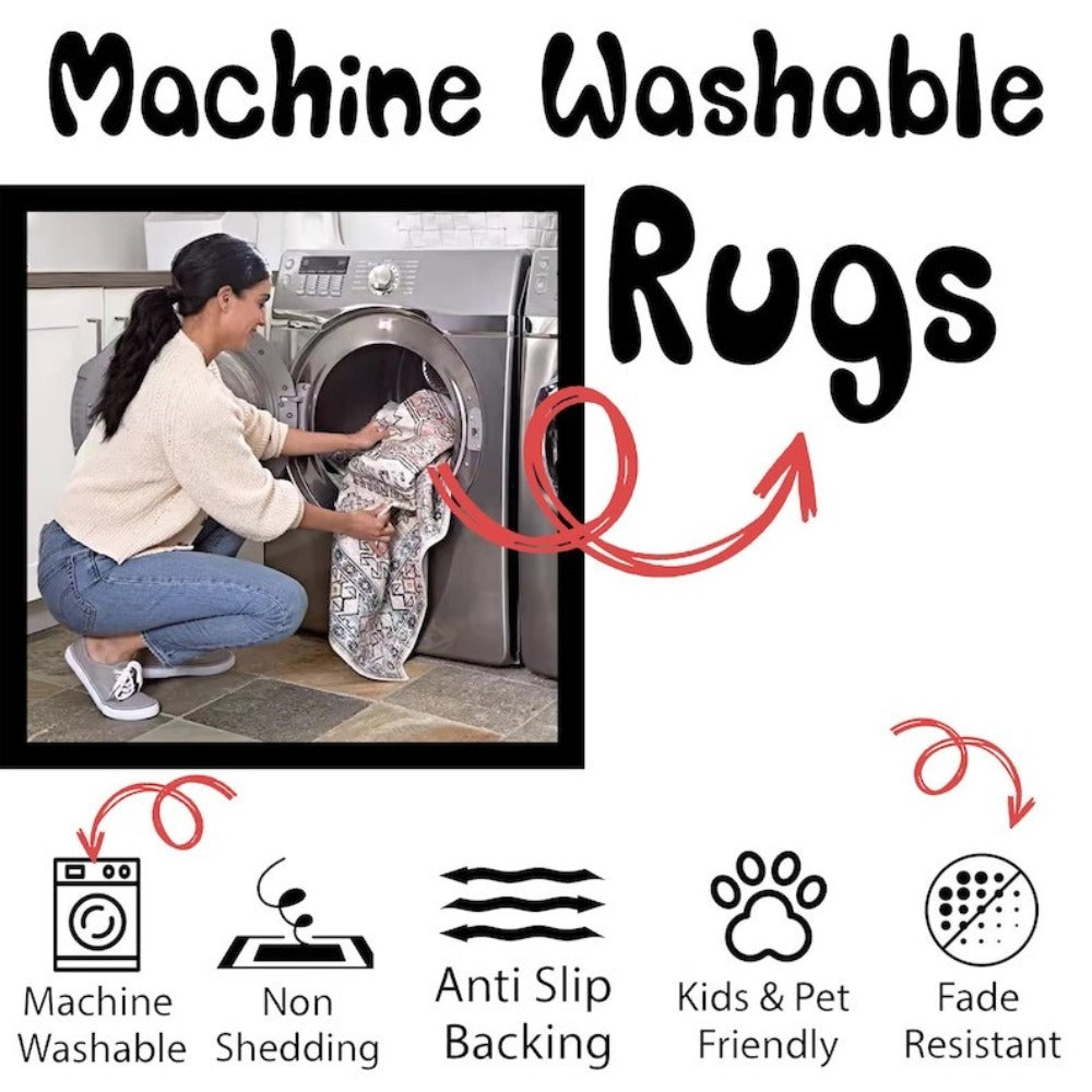 Kids Play Rug 4x6ft Race Track & Hopscotch Game | Washable Children Carpet | Colorful Train Design | Playroom Classroom Bedroom Rug | Digital Print Kids Area Rug 120x180cm