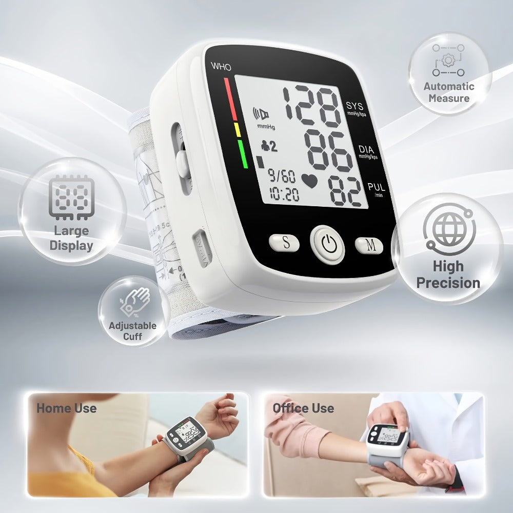 Wrist Blood Pressure Monitor Rechargeable - Digital BP Monitor with Large LCD, Voice Broadcast, 2¡Á99 Memory & USB Charging, Portable Wrist Cuff for Home & Travel, Optional Bundle with Pulse Oximeter