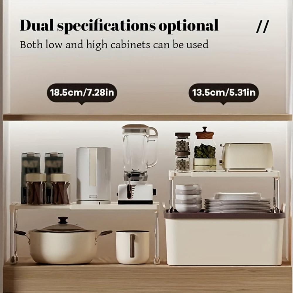 Desktop Storage Organizer Multi-Tier Expandable with Transparent Lid PP Stainless Steel Space-Saving Countertop Box for Kitchen Bathroom Cosmetics