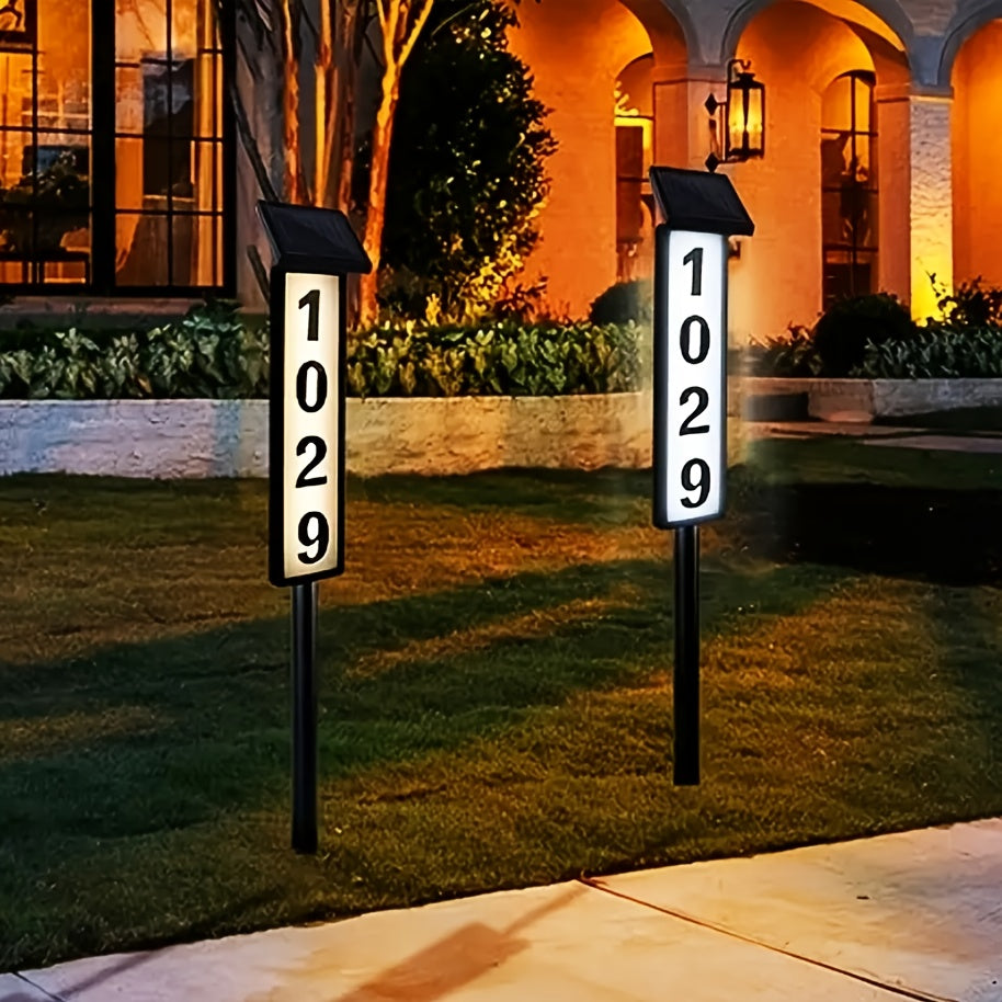 Solar Column Sign Light LED Address Sign Light Outdoor - Automatic Dusk to Dawn Solar Powered Post Light for Home Driveway Gate Lawn Floor Yard, No Wiring Waterproof Commercial Address Identification Light
