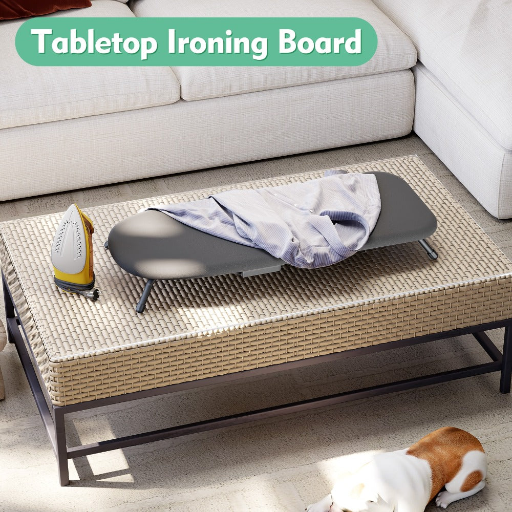 Tabletop Ironing Board Portable with Iron Holder & 2 Heat-Resistant Covers, Compact Small Ironing Board Metal Frame Non-Slip Feet for Home Travel Apartment Dorm, Space-Saving Desktop Iron Board Gift