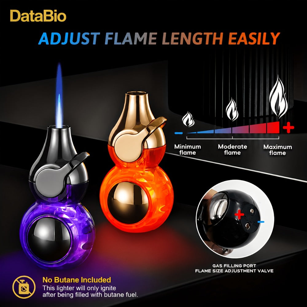 Torch Lighter Windproof Refillable Butane Aluminum Alloy Mini Portable Flashlight Lighter Rocker Ignition Transparent Gas Window Candle Campfire Camping Gift Black Orange White