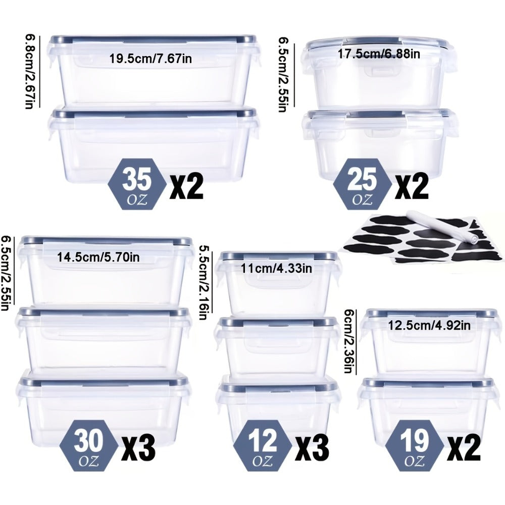 Food Storage Containers with Flip Top Lids - Leak Proof Microwave and Dishwasher Safe Plastic Lunch Boxes for Pantry Travel and Outdoor Use, Large Capacity Sets of 28, 44 or 54 Pieces with Labels and Marker Included
