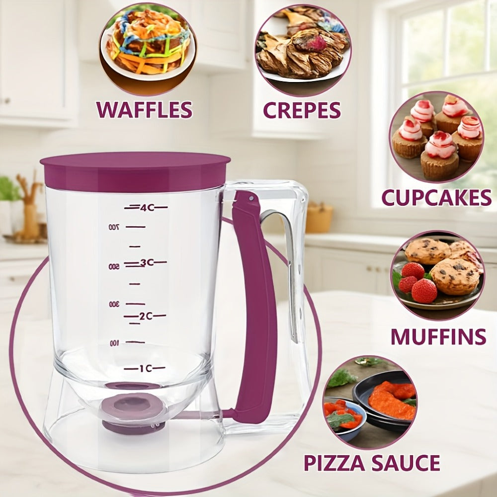 Pancake Batter Dispenser with Cleaning Brush ¨C 2pcs Handheld Batter Separator & Squeeze Dispenser Set, Cupcake Batter Tool, Durable Kitchen Baking Gadget for Pancakes, Waffles & Cupcakes