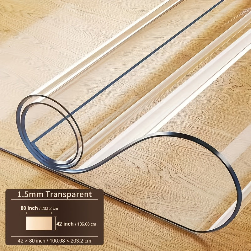 Clear PVC Tablecloth Table Protector 1.5mm Thick Transparent Table Cover Heat Resistant Scratch Resistant Waterproof Desk Mat for Dining Table Home Office Restaurant Coffee Table Multiple Sizes