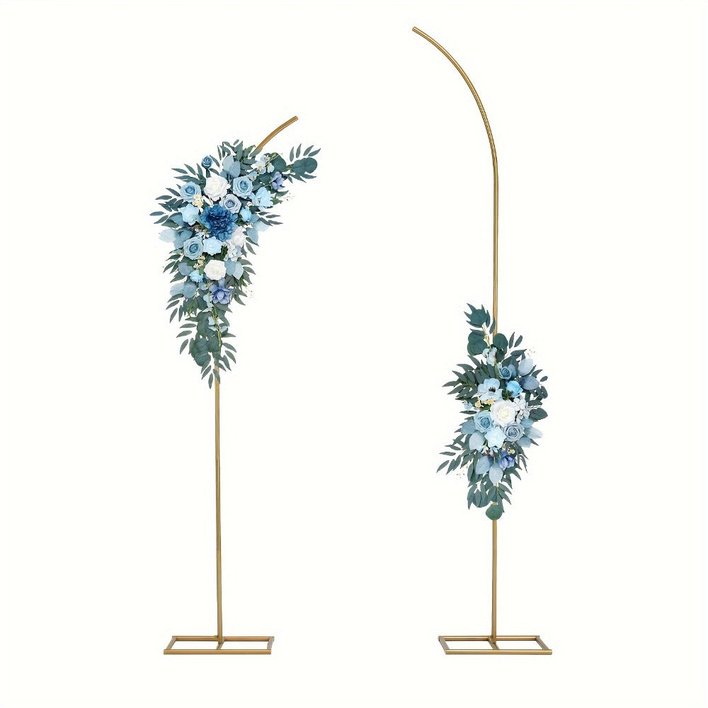 Balloon Arch Stand Set of 2 - Metal Gold Curved Top Wedding Arch Frame 6Ft & 8Ft, Backdrop Stand for Wedding Ceremony Birthday Baby Shower Bridal Anniversary Party Floral Decoration