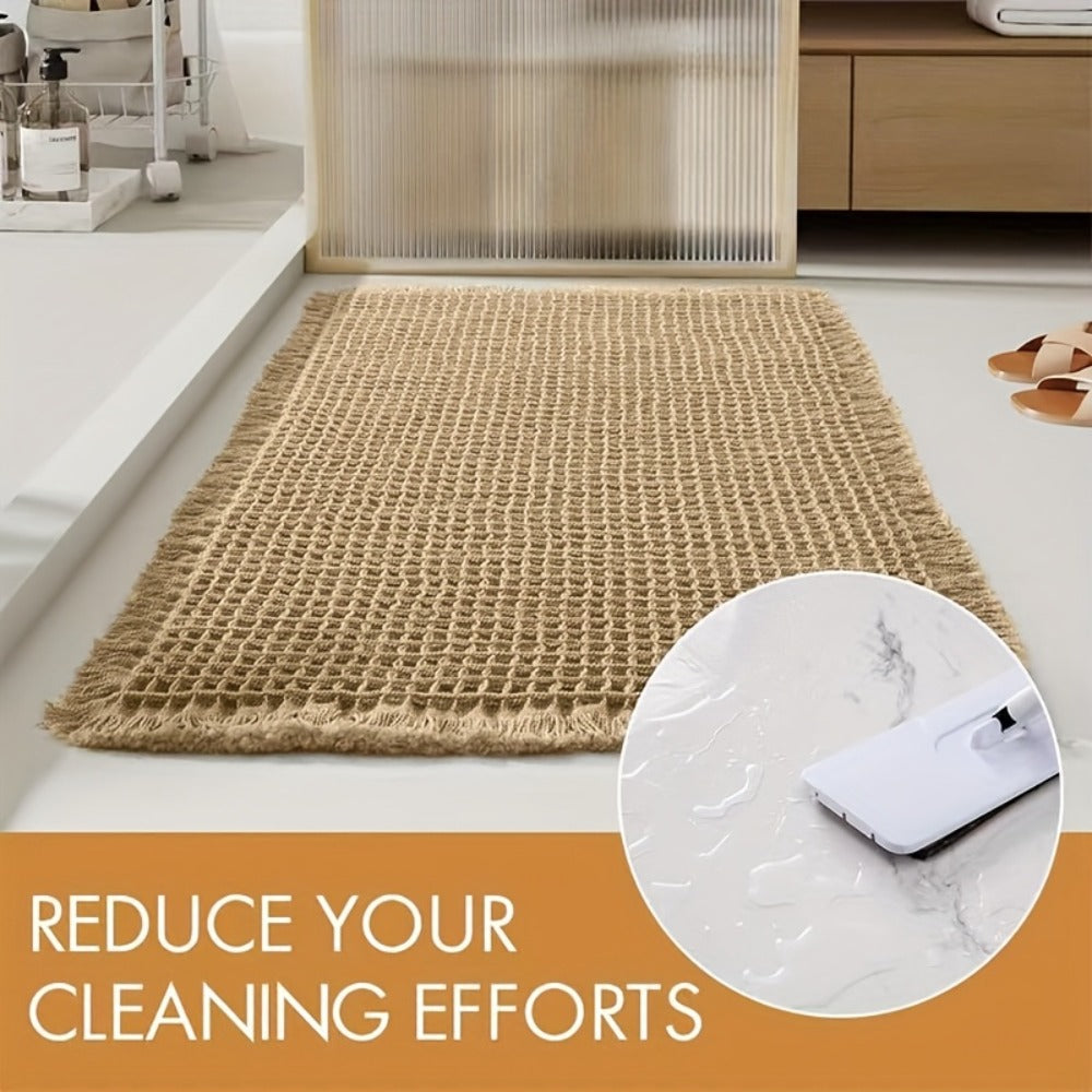 Non-Slip Bath Mat with Tassels Super Absorbent Ultra Soft Machine Washable Bathroom Rug with Anti-Skid Backing 2 Sizes