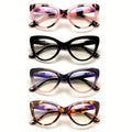 Cat Eye Reading Glasses 4 Pack Women Blue Light Blocking ¨C Leopard Print Gradient Stylish Frames, Spring Hinges, Computer Readers for All Face Shapes, Multiple Magnification Strengths