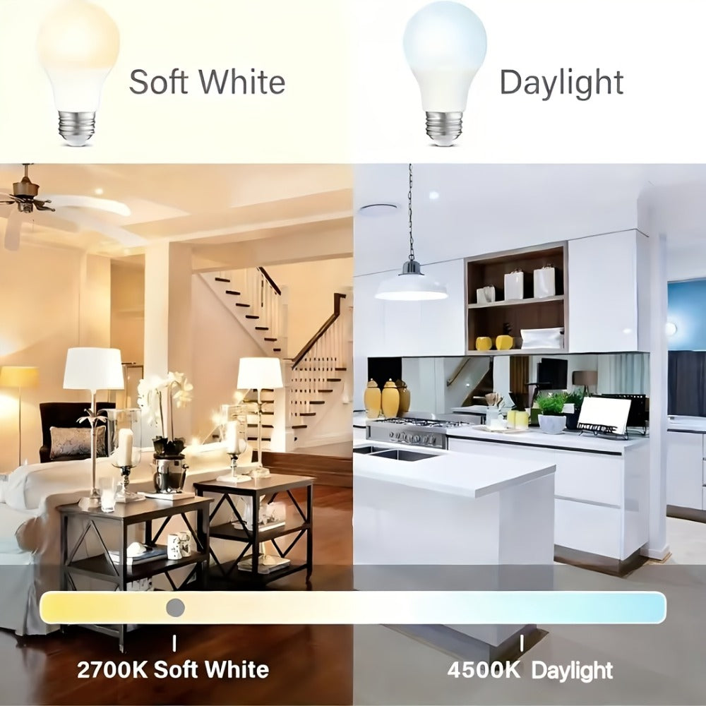 LED Light Bulbs 100 Watt Equivalent, A19 E26 Base 1100 Lumens 14W High Efficiency Bulb, 2700K Warm White & 4500K Natural White, 82+ CRI 15000 Hours Non-Dimmable, 12 Pack for Bedroom Living Room