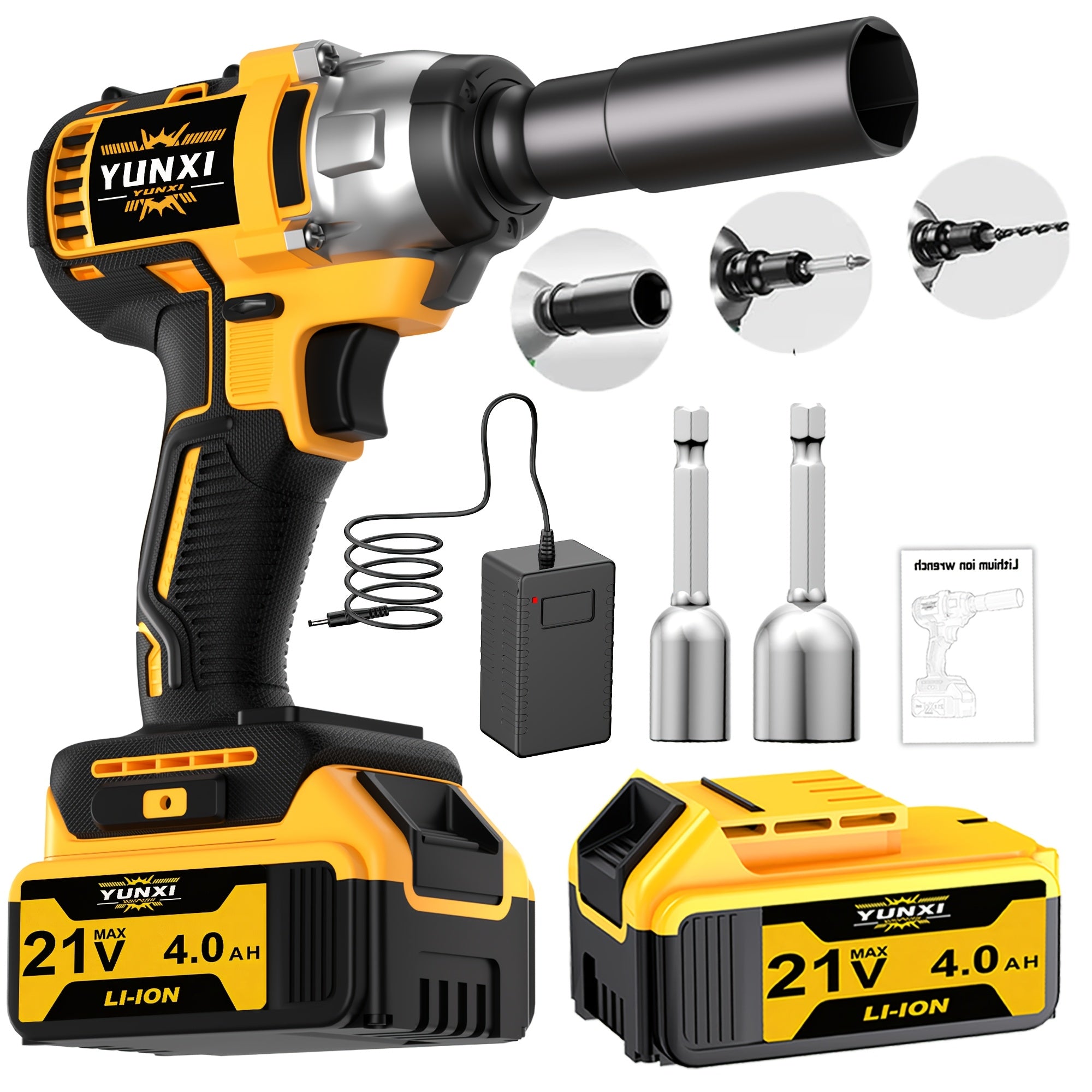 21V Cordless Impact Wrench Kit High Torque Brushless with 4000mAh Rechargeable Battery ¨C Wireless Power Wrench Driver for Car Motorcycle Repair, DIY Home Projects, Gift for Mechanics & Men