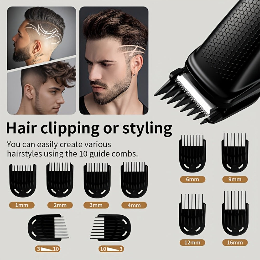 Beard Trimmer for Men Cordless Hair Clipper Electric Shaver Facial Mustache Body Hair Grooming Kit USB Rechargeable All-in-One Grooming Tool Gift for Men Black