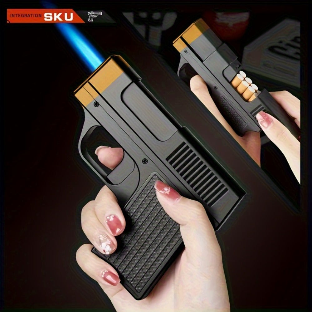 Cigarette Box Lighter Creative Design ¨C Windproof Butane Torch with Adjustable Flame, Cigar & BBQ Lighter, Outdoor Portable Kitchen Baking Essential, Unique Gift Idea (Butane Not Included)