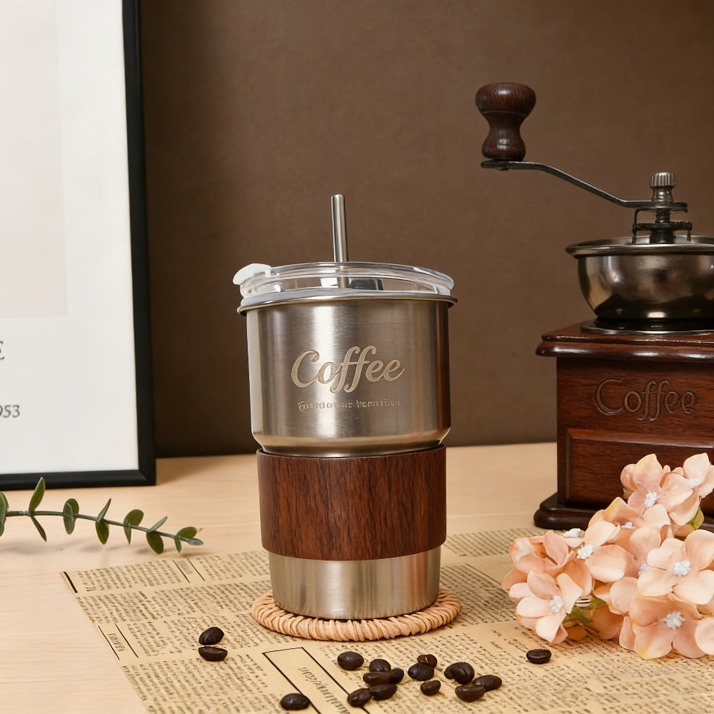 Manual Coffee Grinder Hand Grinder with 304 Stainless Steel Burr, Portable Square Coffee Mill for Travel, Camping, Office & Food Truck, Vintage & Brown Pipe Style, Perfect Coffee Gift Set