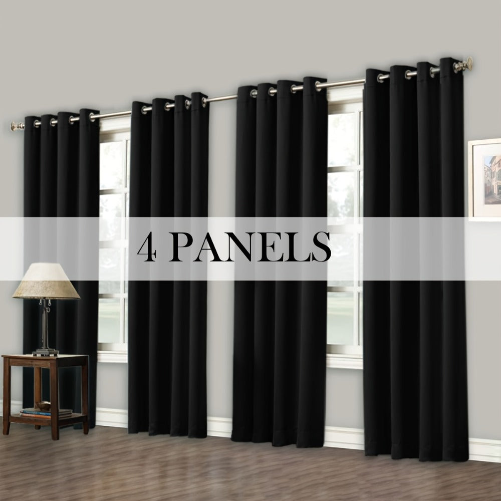 Blackout Curtains Grommet Top Room Darkening Window Drapes 4 Panels Set Living Room Bedroom