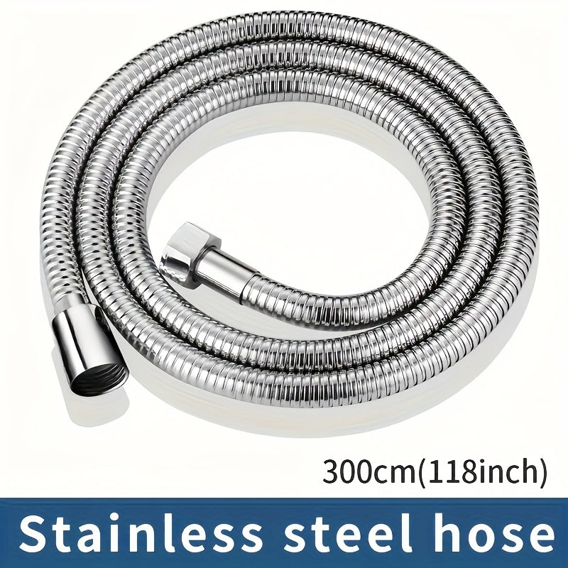 Flexible Stainless Steel Shower Hose Electroplated - Round Shape, Wall-Mounted Easy Install, for Rainfall Shower Heads & Sprayers, 59¡± / 78.7¡± / 118¡± Length Options, Chrome Finish