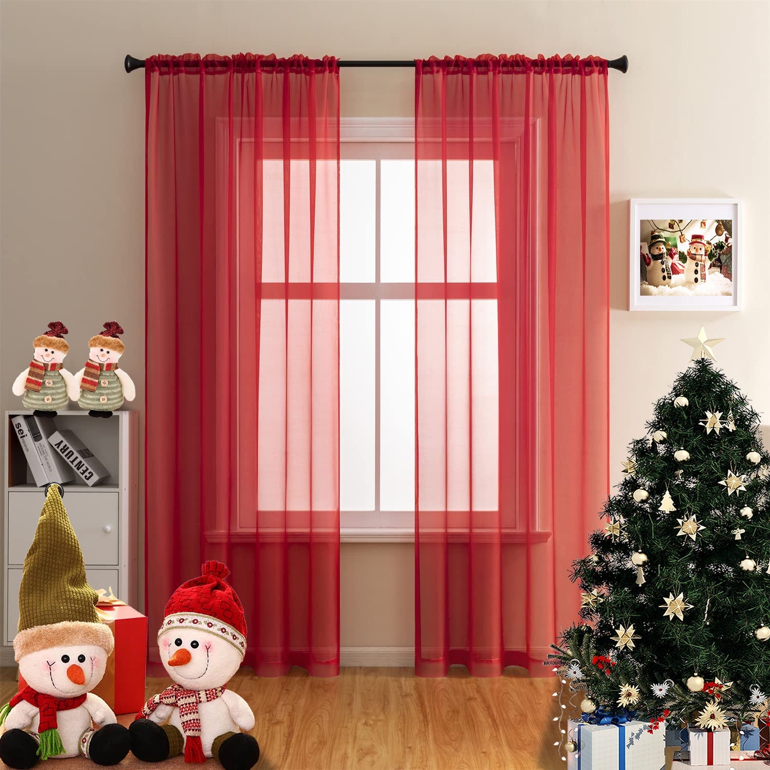 Sheer Curtains 2 Panels Rod Pocket ¨C Light Filtering Privacy Window Drapes for Living Room Bedroom Modern Home Decor