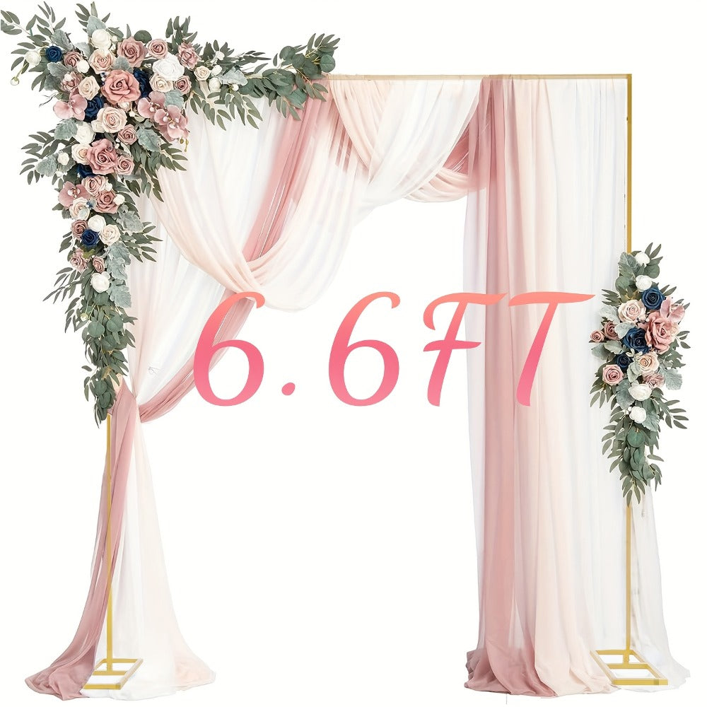 Backdrop Stand Heavy Duty Golden Adjustable Pipe Drape Kit Square Metal Arch Party Frame for Wedding Birthday Banquet Photo Booth
