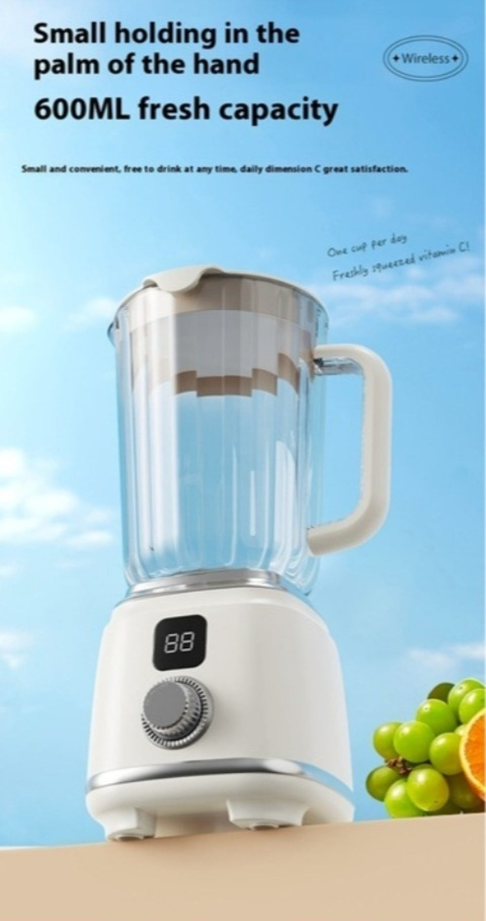 USB Rechargeable Portable Juicer Blender with Digital Display for Smoothies & Shakes | Home Office Travel