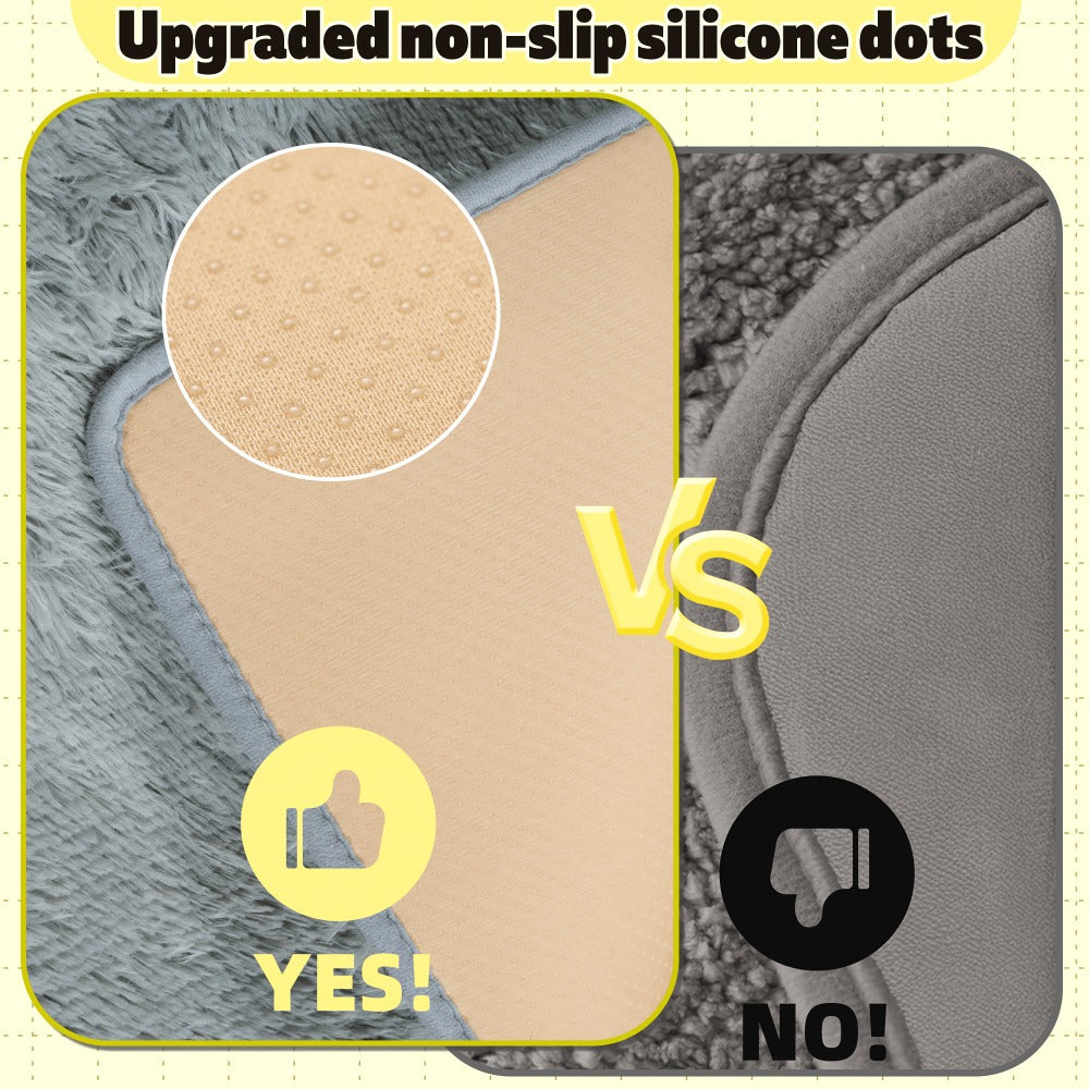 Plush Shaggy Area Rug 1.6 Inch Thick Non-Slip Machine Washable Polyester Carpet - Tie-Dye & Solid Color Fluffy Rectangle Rug for Living Room, Bedroom & Study | Silicone Grip Backing | 4 Sizes Available