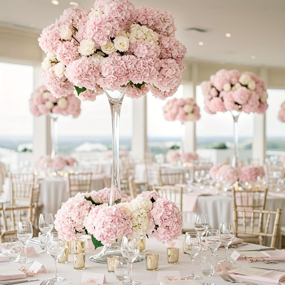Artificial Hydrangea Flowers with Stems 72Pcs Fake Silk Hydrangea Flower Heads Bulk for Wedding Centerpieces Home Party Table Vase Decor Blue Purple Pink Champagne
