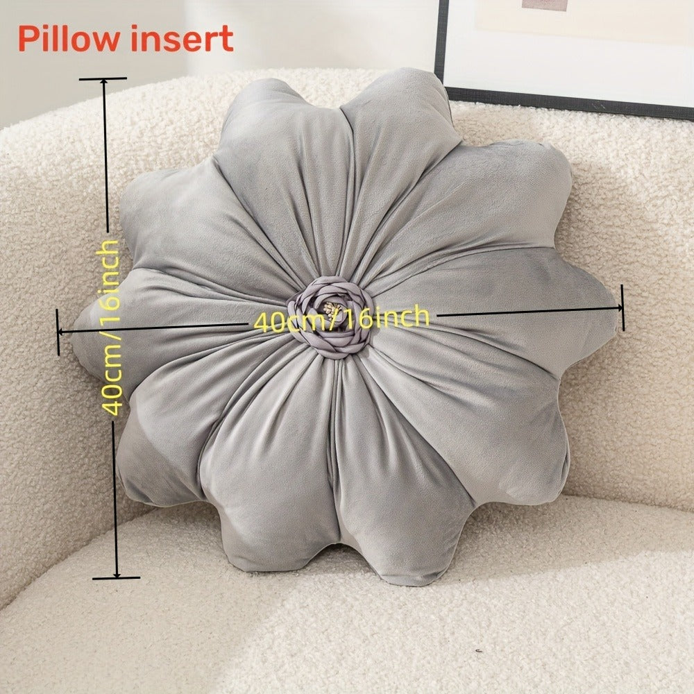 Velvet Flower Shaped Throw Pillow with Pillow Core Elegant Round Cushion Soft Luxury Floral Pillow for Sofa Bed Living Room Bedroom Decor Christmas Gift Hand Wash