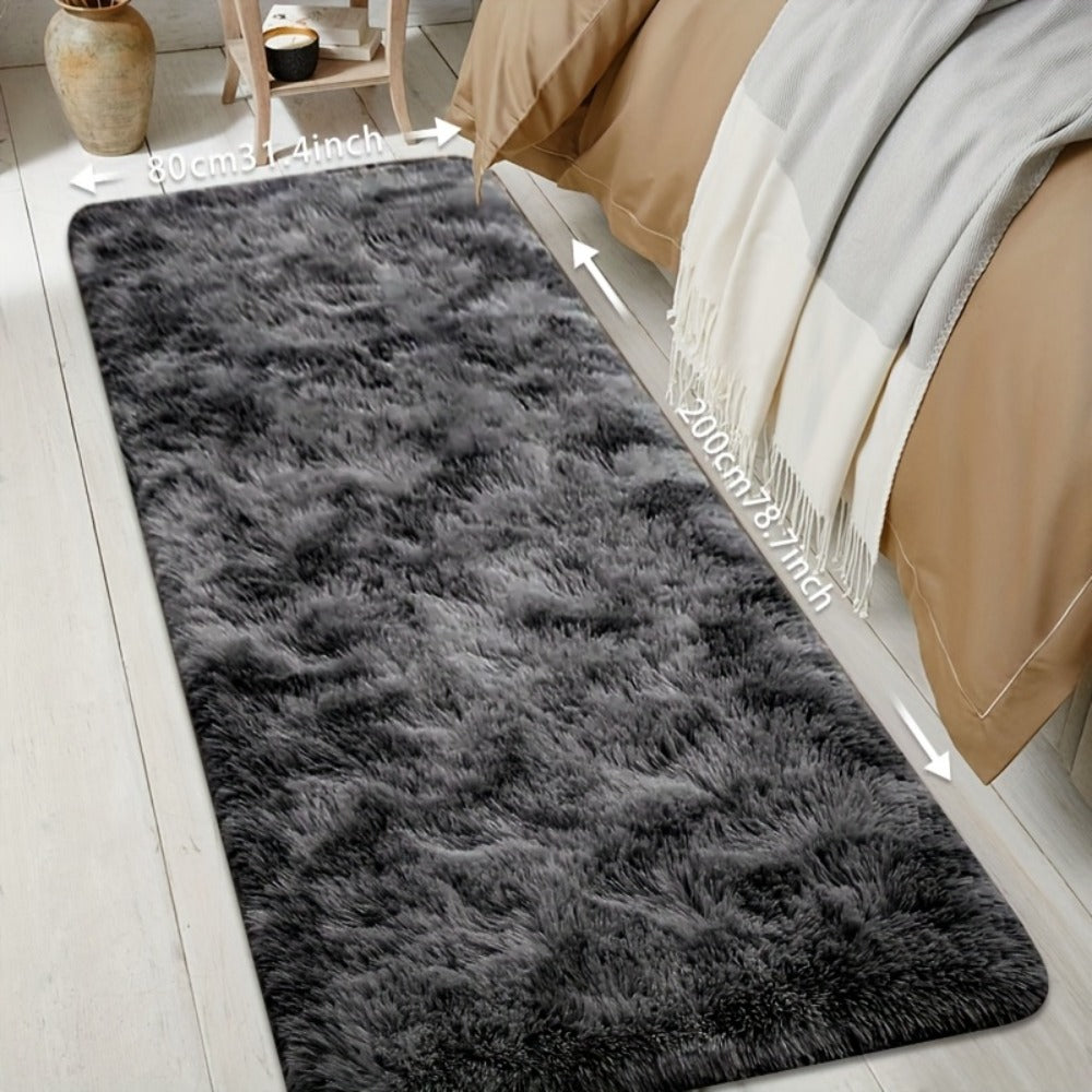 Tie-Dye Plush Fluffy Mat Absorbent Non-Slip ¨C Luxury Soft Bathroom Rug for Living Room & Bedroom, Modern Home Decor Floor Mat, 31.5x78.7 in ¨C Light Grey, Dark Gray, Light Pink, Black