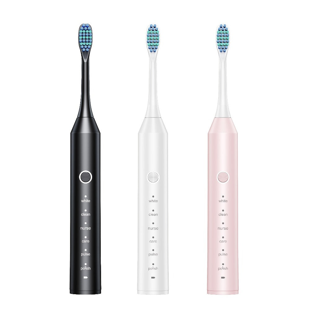 Rechargeable Toothbrush ¨C 6 Cleaning Modes, 500mAh Lithium Battery, USB Charging, Soft Bristles, 4 or 8 Brush Heads, Black White Pink Electric Toothbrush for Adults Deep Clean & Whitening