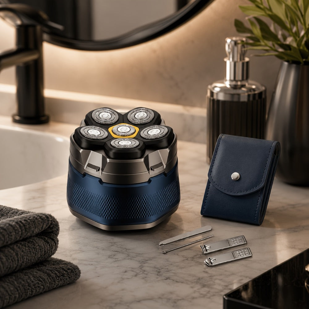 Head Shaver for Bald Men 6-Blade Electric Head Razor Magnetic Floating Blades USB-C Rechargeable 1400mAh LED Display Travel Lock 2-Speed Skin-Friendly Gift for Dad Boyfriend