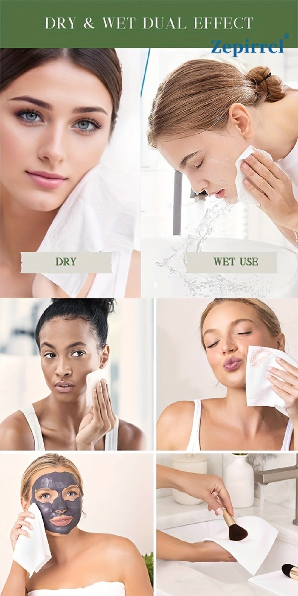 Disposable Facial Towels Extra Large Thick Dry Wet Cleansing Cotton Towel 40 Sheets Per Box 10.24x11.81 Inch Soft Skin-Friendly Face Wash Towel for Daily Skincare Makeup Removal