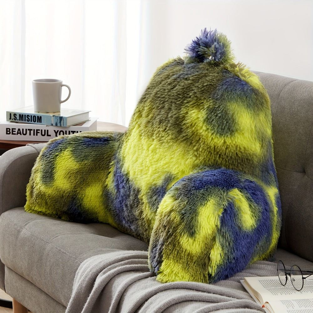 Reading Pillow with Arms - Camo Tie-Dye Plush Backrest Pillow for Bed, Ergonomic Sit-Up Support for Reading, Gaming & Studying, Fluffy Boyfriend Pillow with Medium-Firm Fill, Cozy Home Decor
