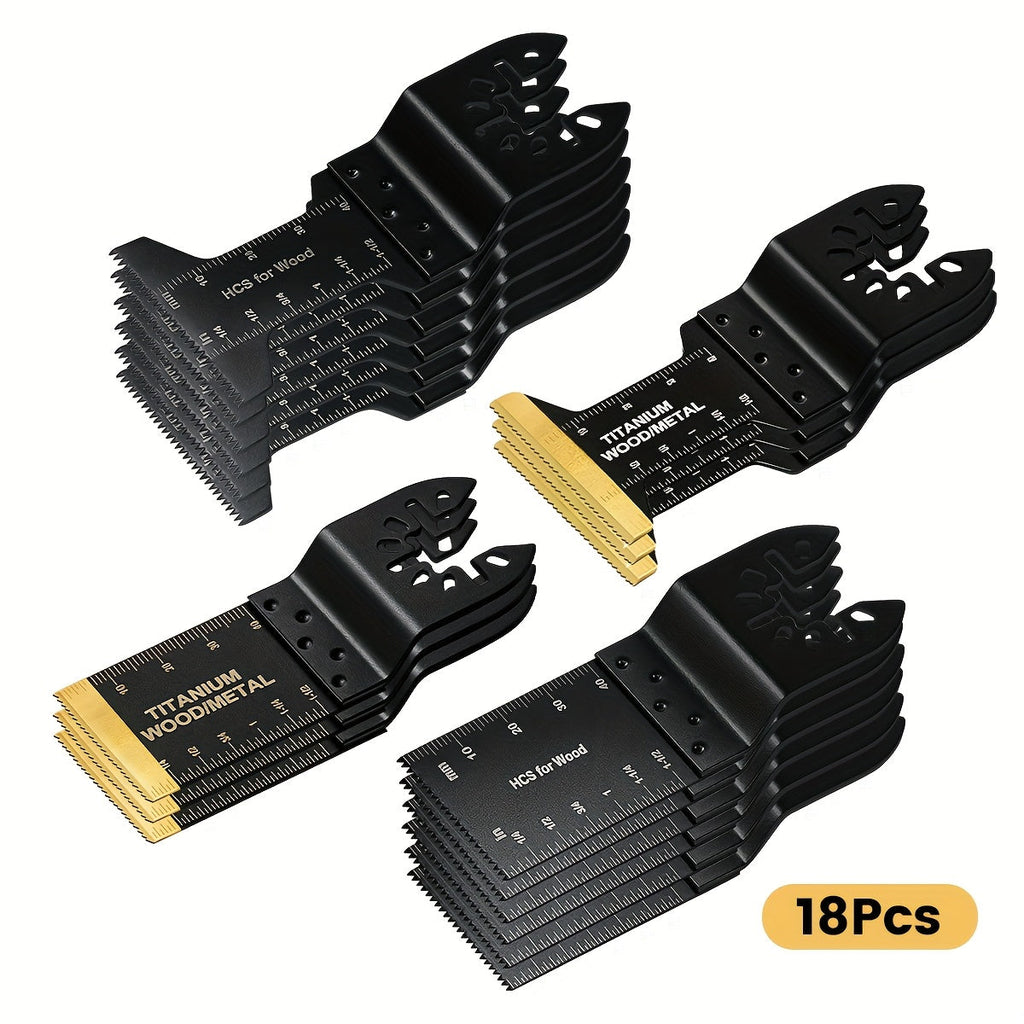 Titanium Oscillating Multi Tool Blades Universal Quick Release Saw Blades Set for Cutting Metal Nails Wood Plastic Compatible with Major Brands 18 28 50 Piece Options