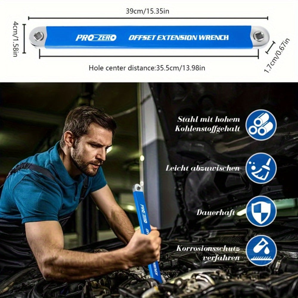 Ratchet Wrench 2-in-1 Offset Extension with 1/4¡± 3/8¡± 1/2¡± Square Head Adapters, 180-Degree Rotation High Torque Non-Slip Handle, Universal Flex Head Ratchet for Narrow Spaces & Auto Repair