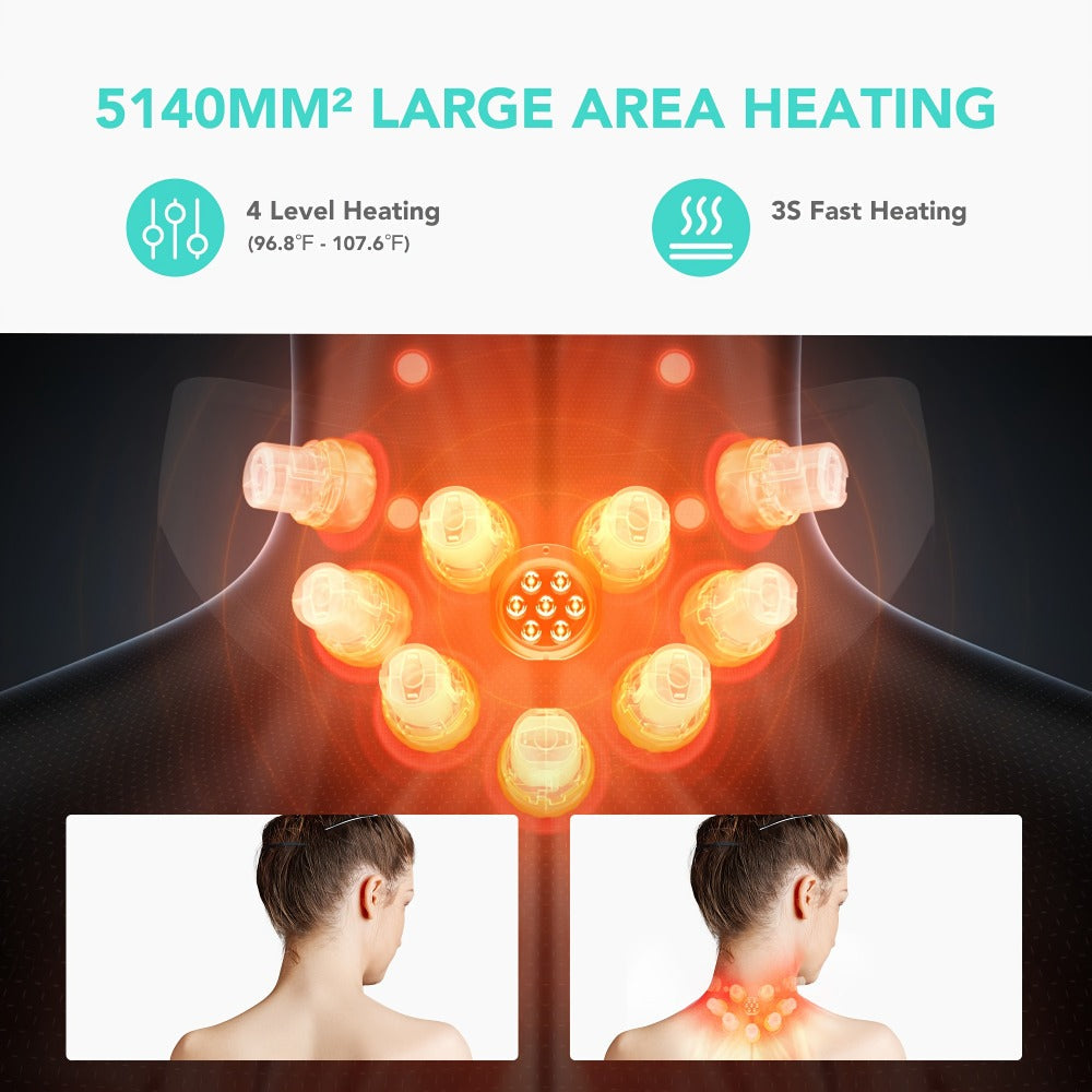 Neck Massager with Heat Cordless Electric Kneading | Wearable Hands-Free Portable Neck Shoulder Massager USB Rechargeable | Deep Acupressure Muscle Relaxer for Office Car Travel | Gift for Women Men