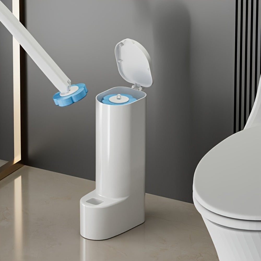 Disposable Toilet Brush Set with Replacement Heads ¨C Hygienic No-Touch Bathroom Cleaning Brush with Stand Easy Install