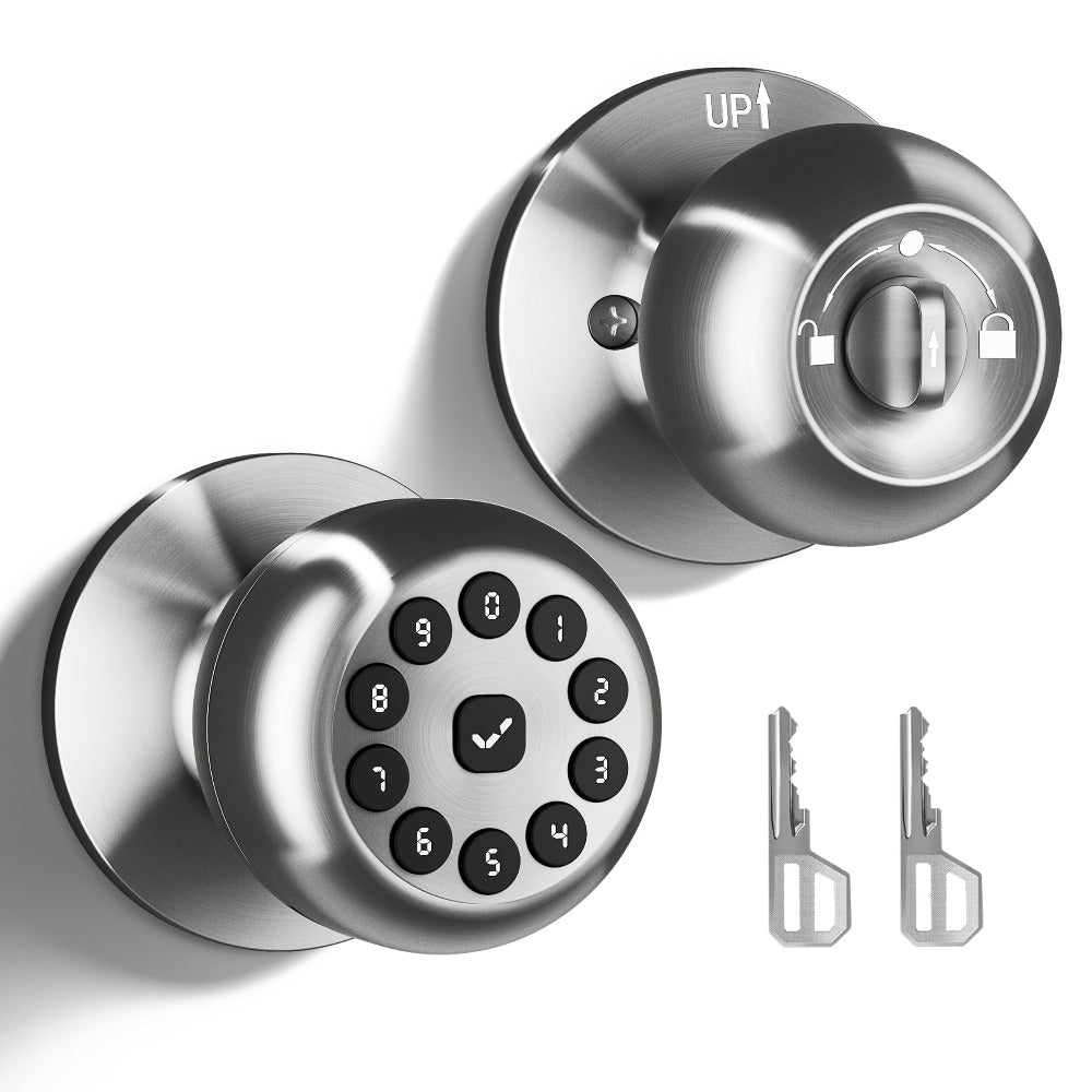 Smart Door Lock Keyless Entry ¨C 3-in-1 APP + PIN + Key Access, Auto-Lock, Wireless Bedroom Door Lock with Durable Alloy Construction, Easy Installation, Holiday Gift for Family (Silver)