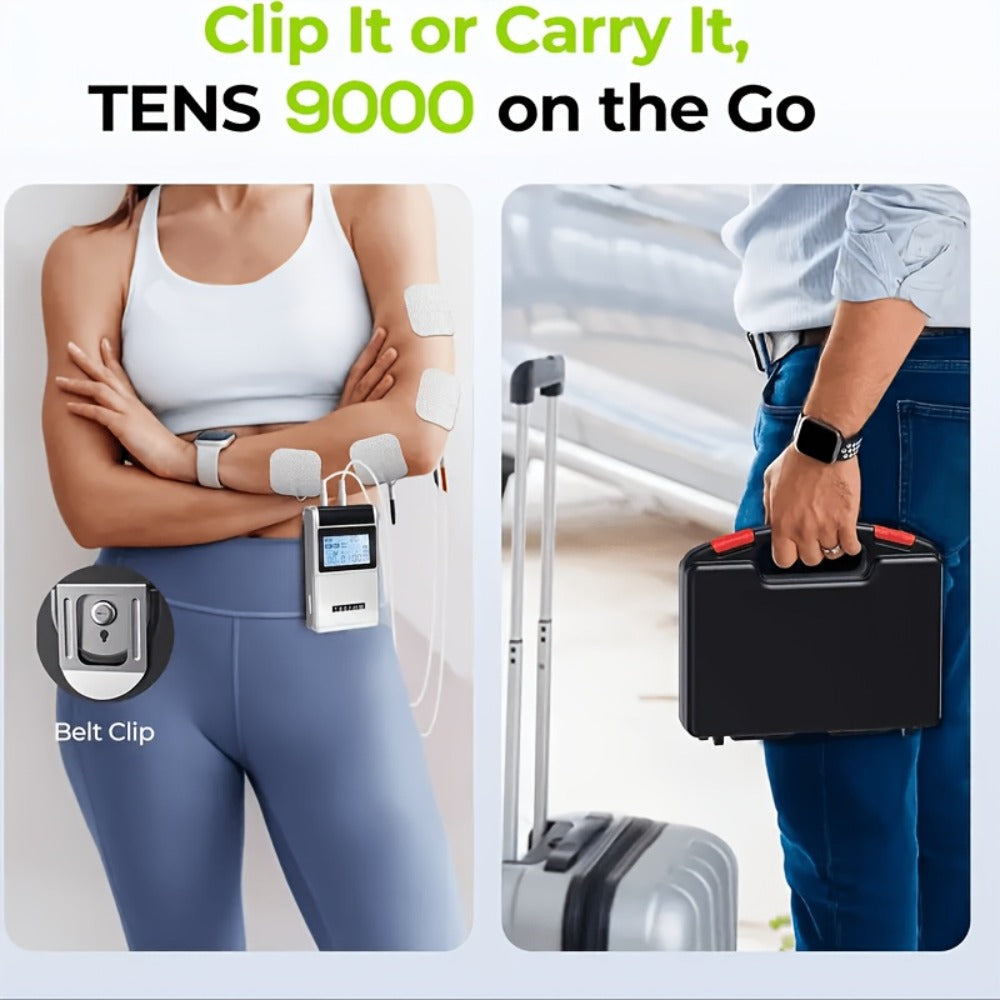 TENS EMS Unit Rechargeable Pain Relief Device, 20 Intensity Levels 48 Modes Electric Muscle Stimulator for Back Neck Shoulder Knee Wrist Pain, 8 Electrode Pads & Carry Case Included