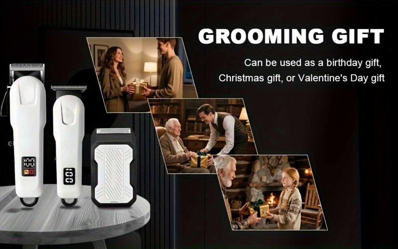 Electric Grooming Kit Hair Clipper & Razor Set USB Rechargeable with Digital Screen - 2 & 3 Piece Sets for Home Use & Salons, Professional Hair Trimmer, Great Gift for Father's Day, Birthday & Christmas