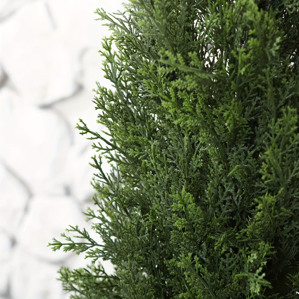 Artificial Topiary Cedar Tree Outdoor Indoor UV Resistant Fake Potted Plant Faux Pine Shrub Front Porch Patio Home Office Decor 3ft 4ft 5ft 1pc 2pcs